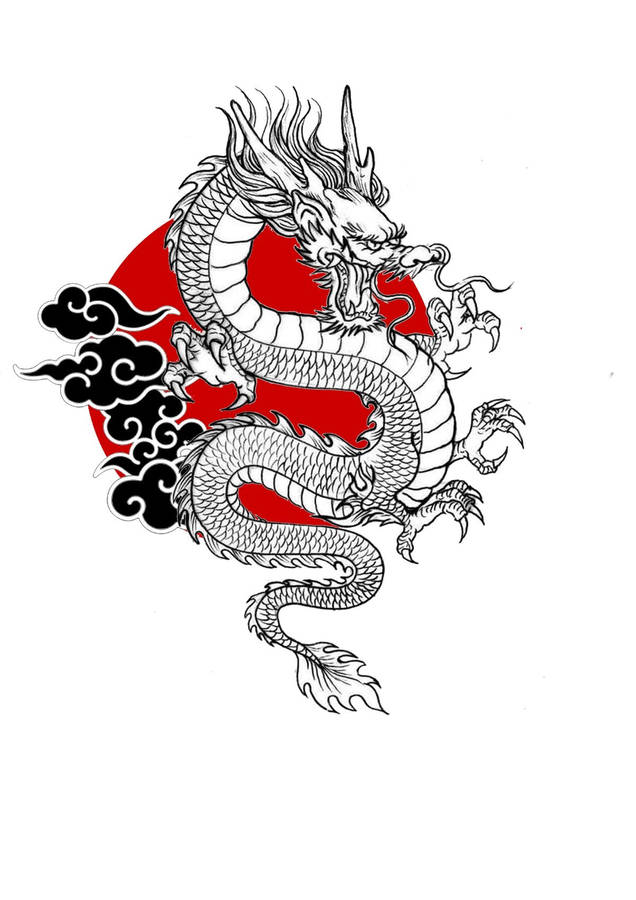Download Japanese Dragon Tattoo Red Circle Wallpaper | Wallpapers.com