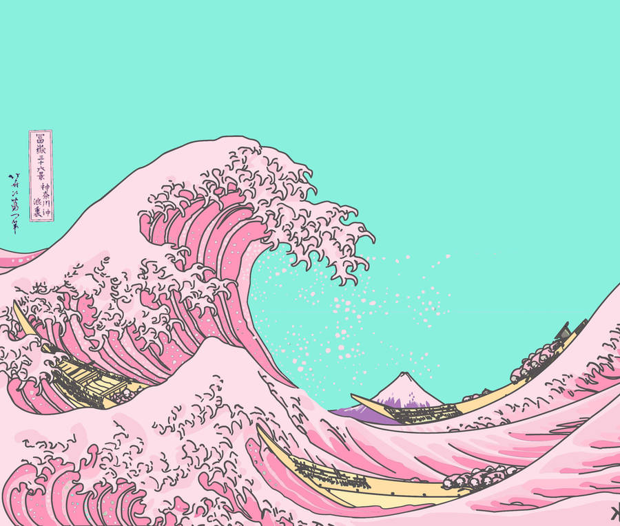 Download Japanese Waves Pastel Aesthetic Wallpaper | Wallpapers.com