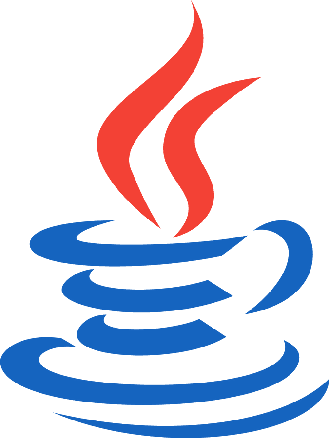 Java Programming Language Logo Transparent PNG — A stylized blue coffee cup with red steam rising against a black background.