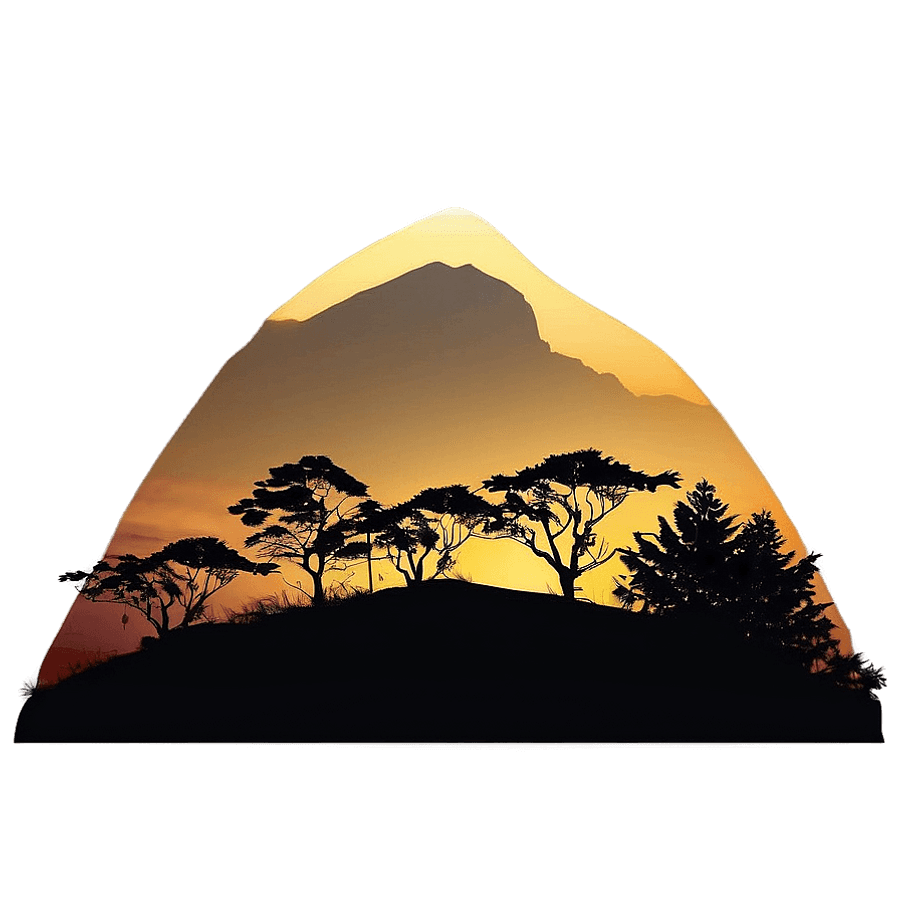 Hill and Sunset Silhouette PNG 05252024