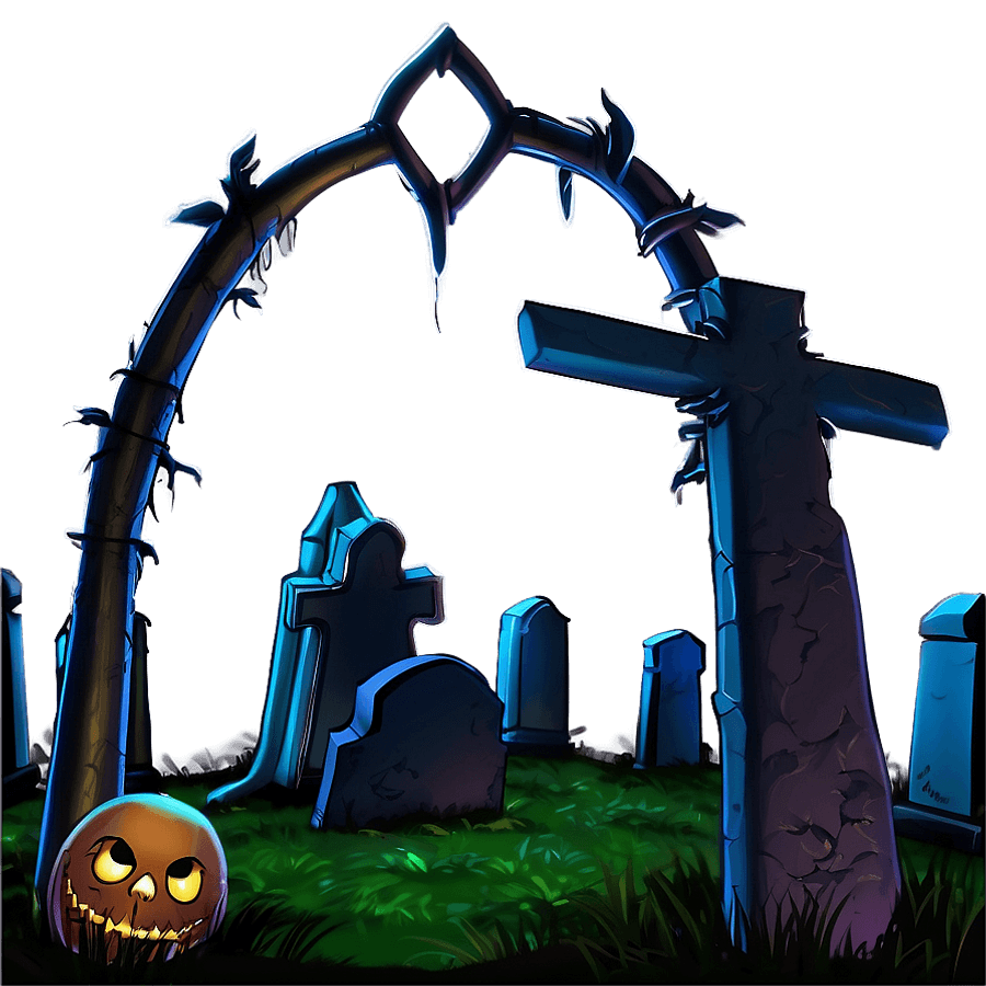Digital Art of a Creepy Graveyard PNG 5