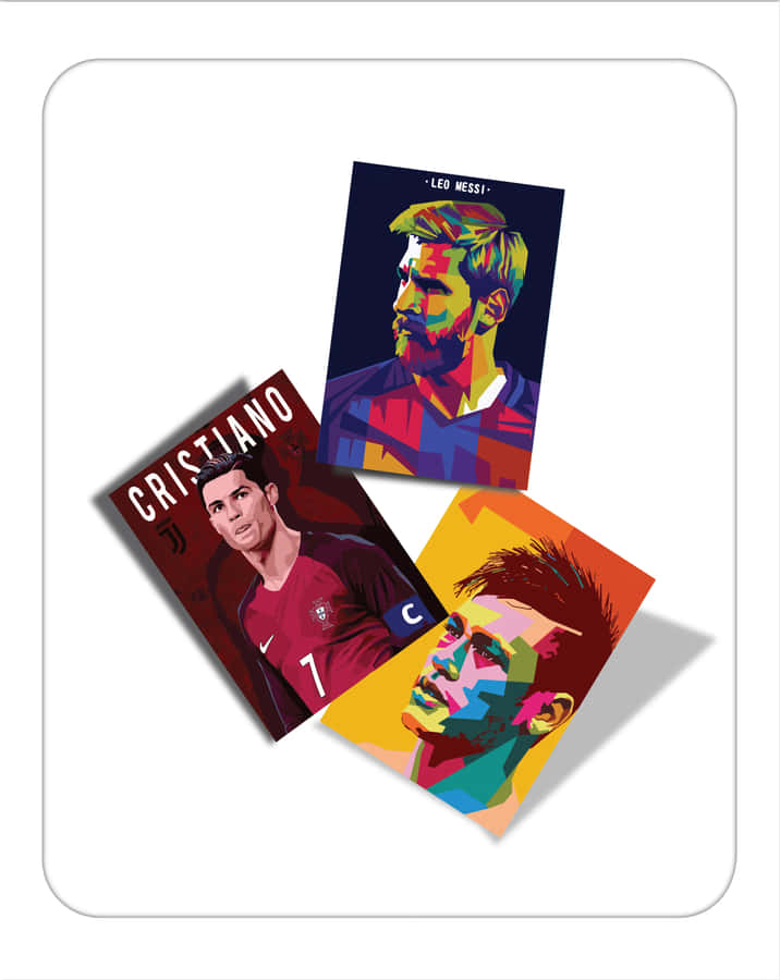 Künstlerische Porträts von Ronaldo und Messi