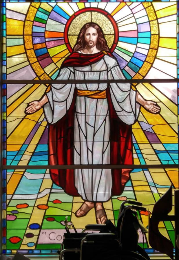 Download Jesus Christ Stain Glass Wallpaper | Wallpapers.com