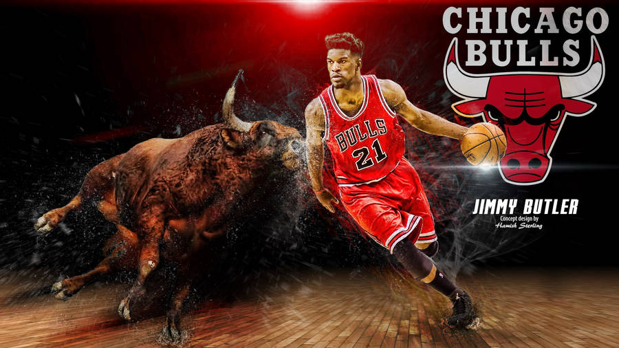 Download Jimmy Butler Red Bull Animal Logo Wallpaper Wallpapers Com