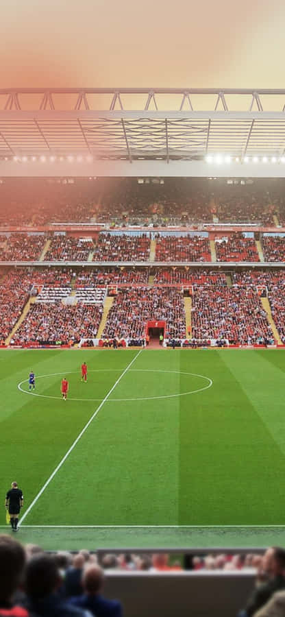 Vista del Giorno di Partita allo Stadio Anfield