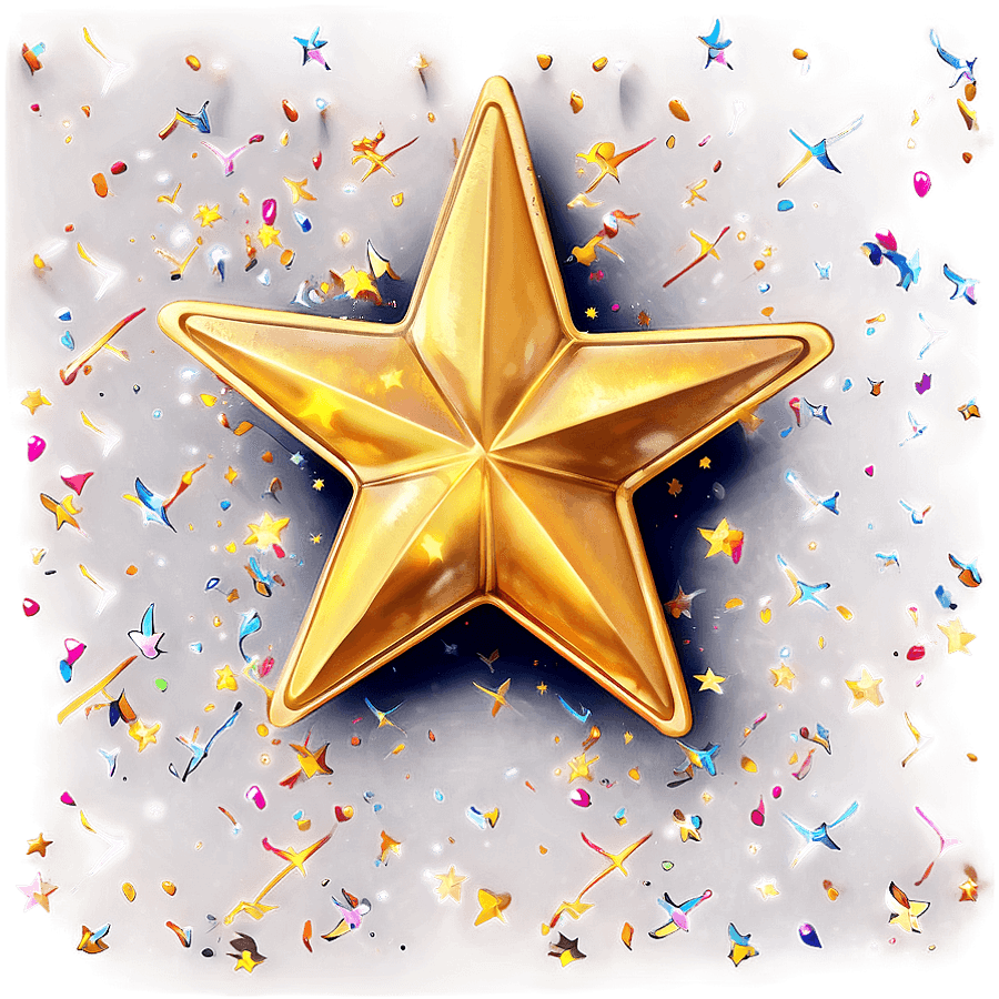 Gold Star with Text Space PNG 05232024