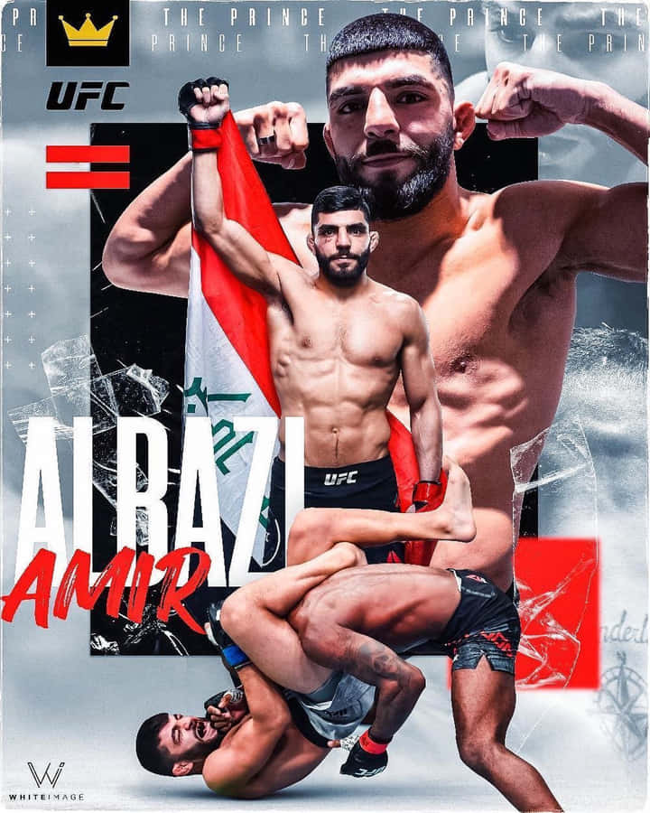 "UFCAmir Albazi Poster" would be translated to "UFC Amir Albazi Affisch" in Swedish, which could be used as a title for a computer or mobile wallpaper featuring a poster of UFC fighter Amir Albazi.