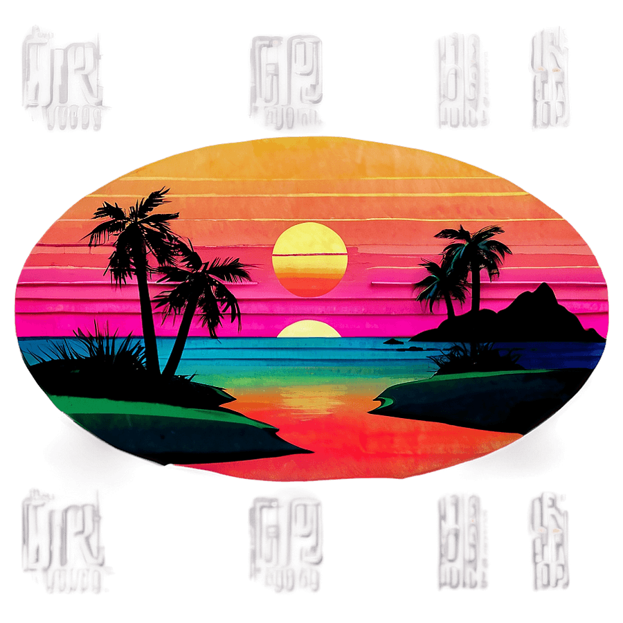Retro 90s Sunset Graphics PNG  06202024
