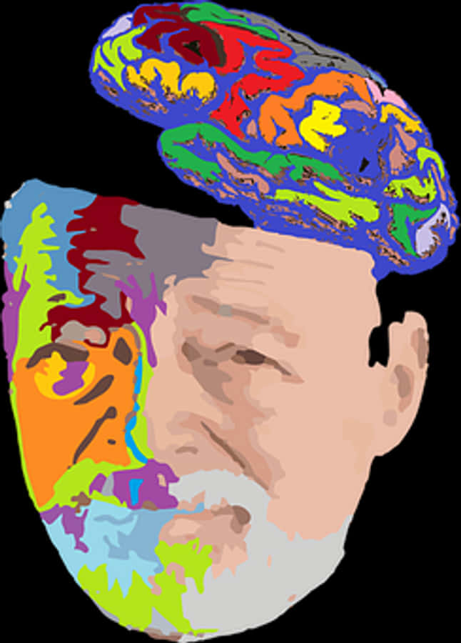 Colorful Brain Silhouette Portrait