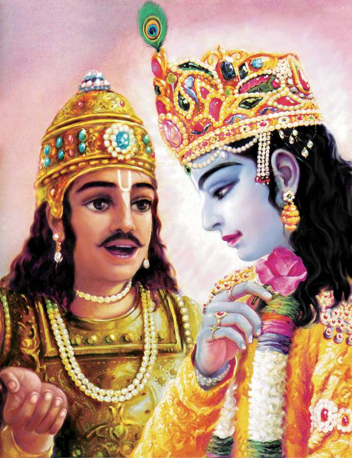 Krishna Arjun Familie Af Kuru Kongedømme Billede på en baggrund