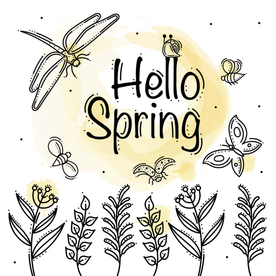 Ilustração de Saudação de Olá Primavera
