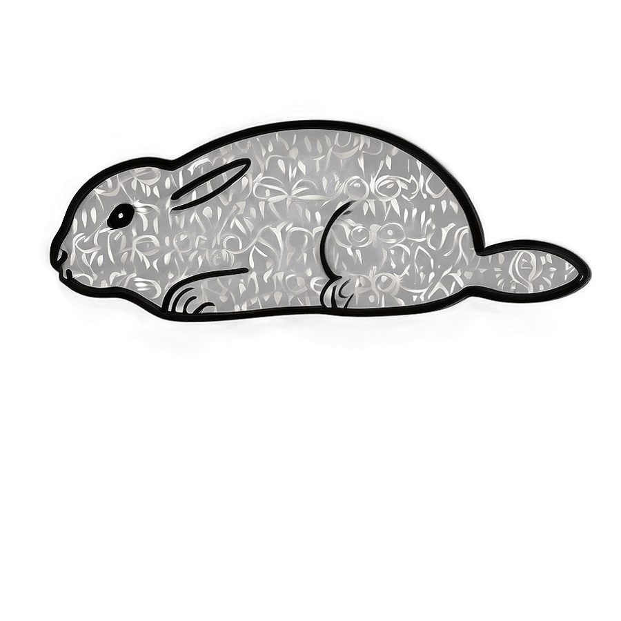 Elegant Bunny Doodle PNG 68