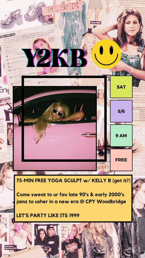 Y2K tidigt 2000-tal yogaevenemang flyer