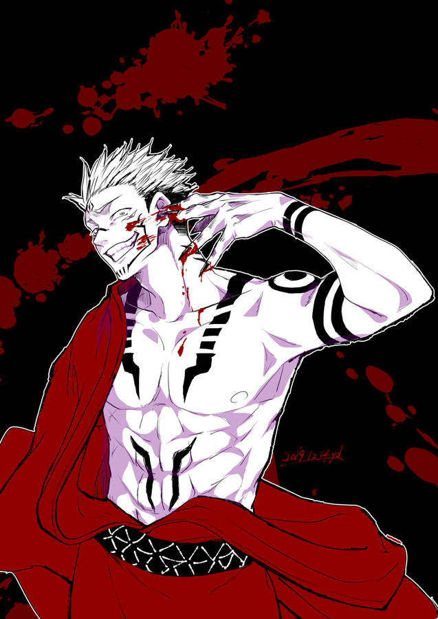 Download Jujutsu Kaisen S Sukuna In Red Yukata Wallpaper Wallpapers Com