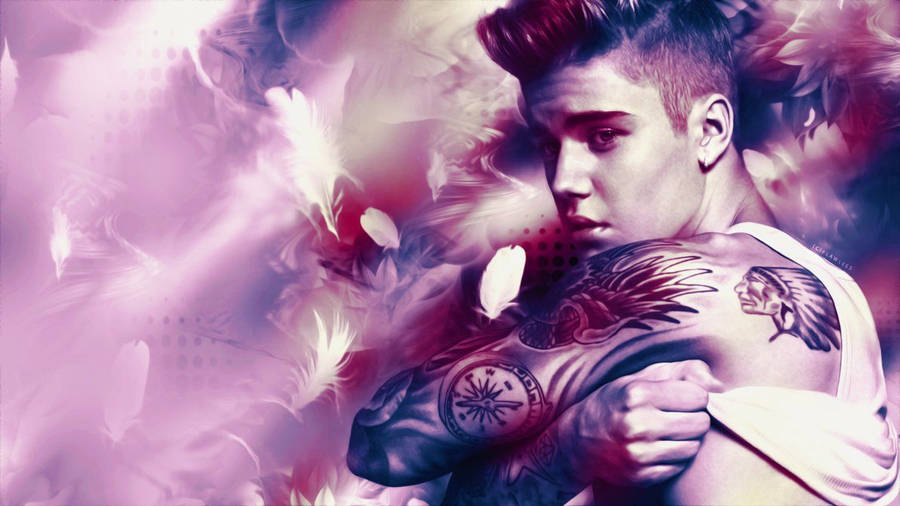 Download Justin Bieber Purple Feather Wallpaper Wallpapers Com