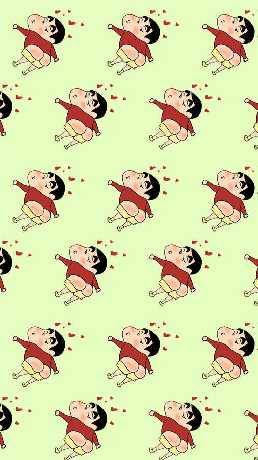 FleraShin Chan-cartoonfigurer med stjärten ut. (This translates to "Multiple Shin Chan cartoon characters with butt out" in English and refers to a computer or mobile wallpaper featuring multiple Shin Chan characters with their butts sticking out.)