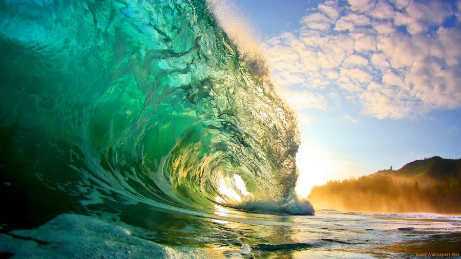 Translucent jade wave wallpaper