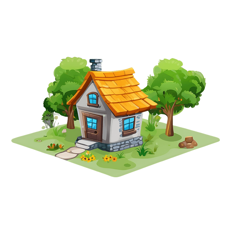 Cartoon House in the Forest PNG 49