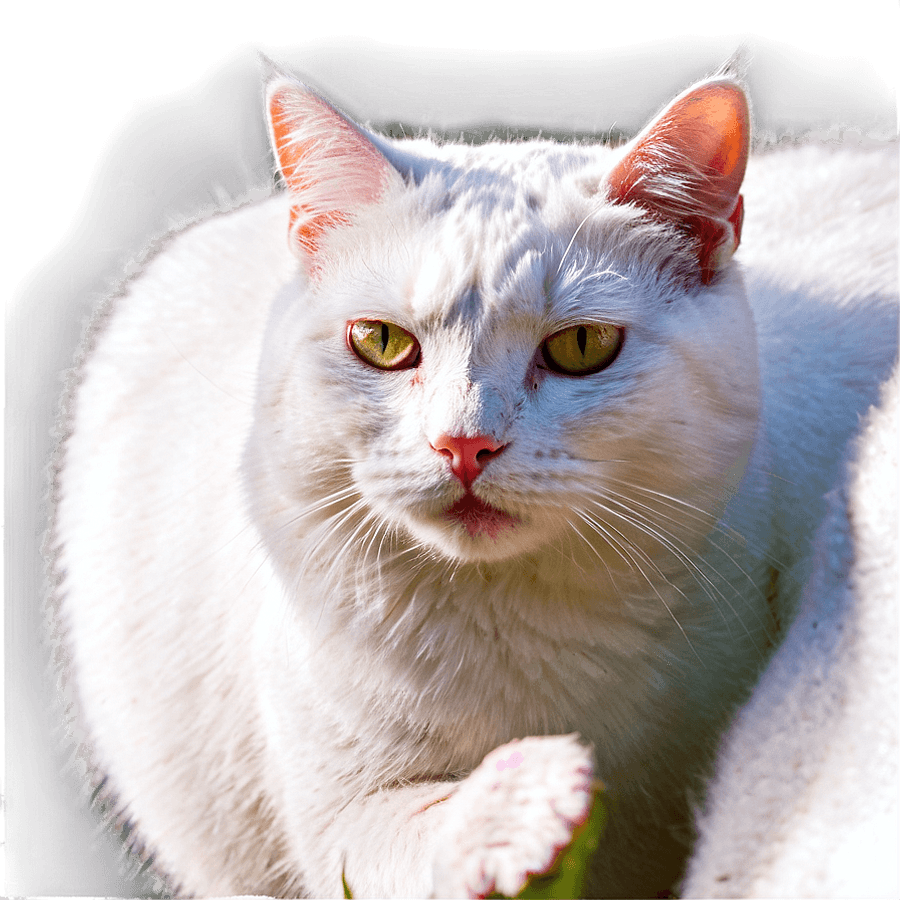 White Cat in Sunlight PNG 06112024