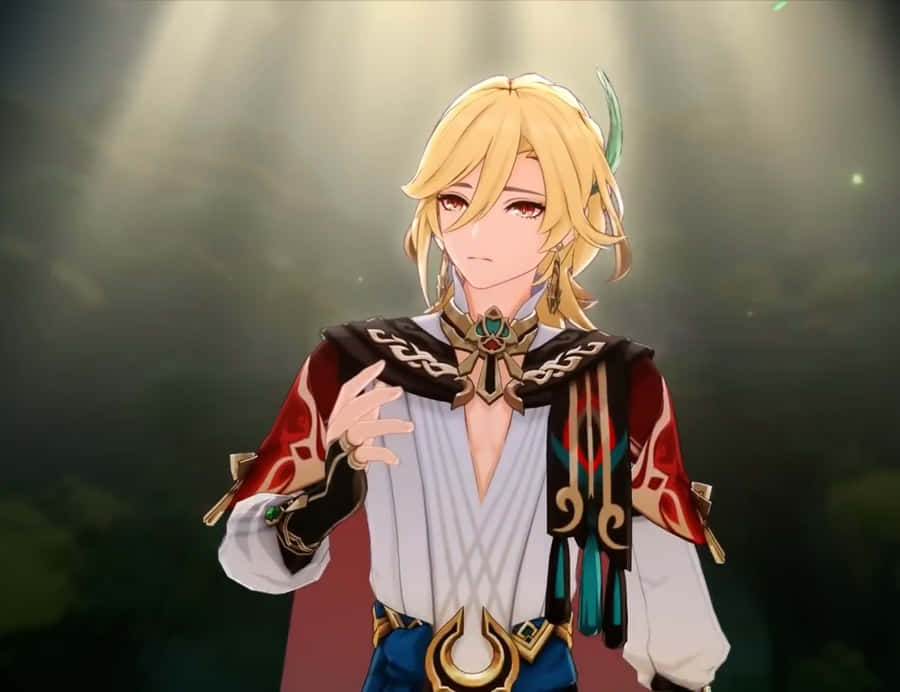 Blond Anime Karaktär Mystisk Bakgrund