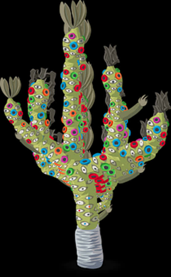 Surreal Eyed Cactus Illustration