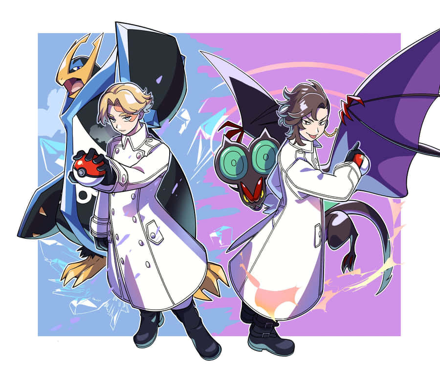 Treinadores Pokémon com Noivern e Samurott