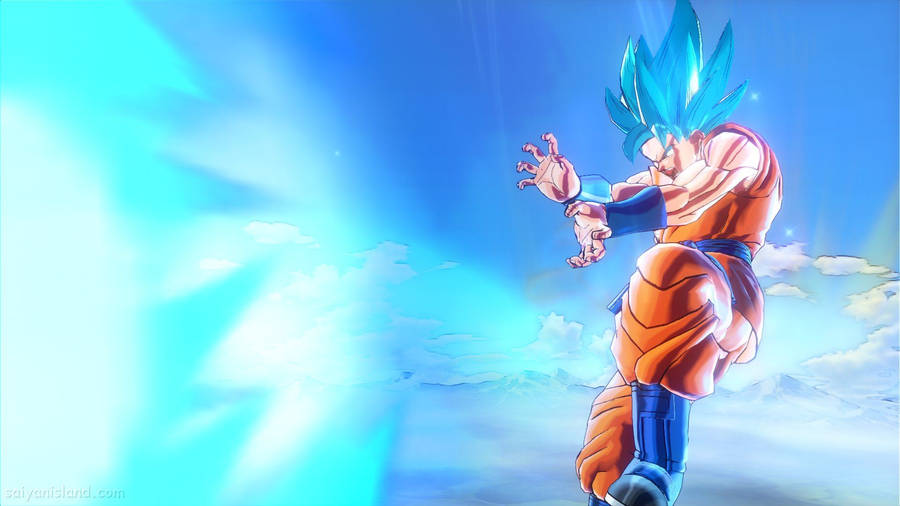 Download Kaioken Goku Firing Kamehameha Wave Wallpaper | Wallpapers.com