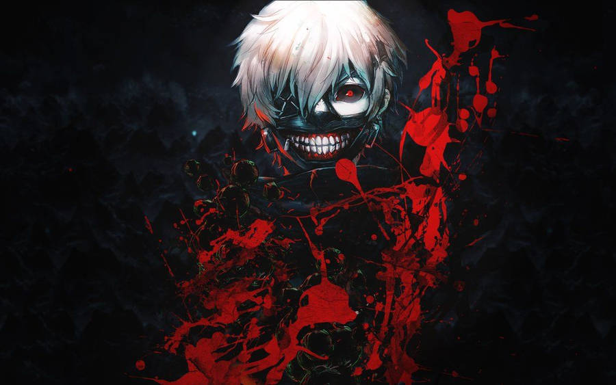 Download Kaneki Ken With Blood Burst Wallpaper | Wallpapers.com