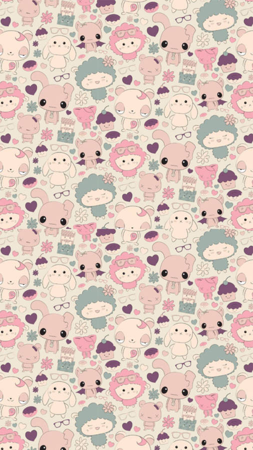 Download Kawaii Animals Pattern Wallpaper | Wallpapers.com