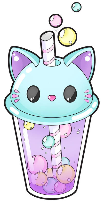 Download Kawaii Cat Bubble Tea Wallpaper Wallpapers Com