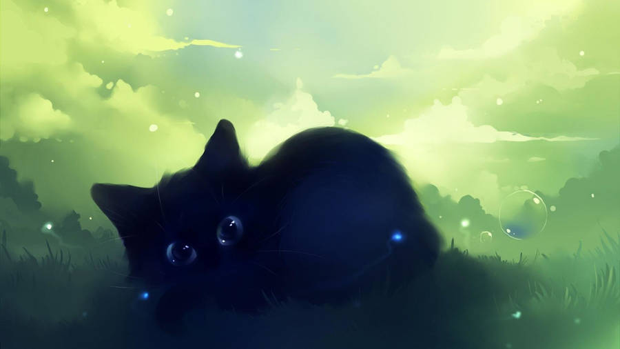 Download Kawaii Cat On Top Of Clouds Wallpaper | Wallpapers.com