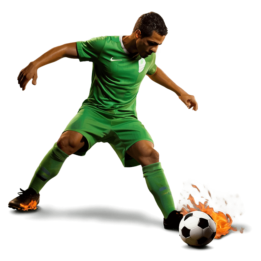 Fiery Soccer Player Action PNG 05262024