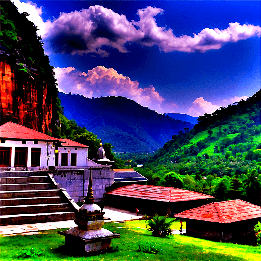 Peaceful HDR Monastery View PNG 17