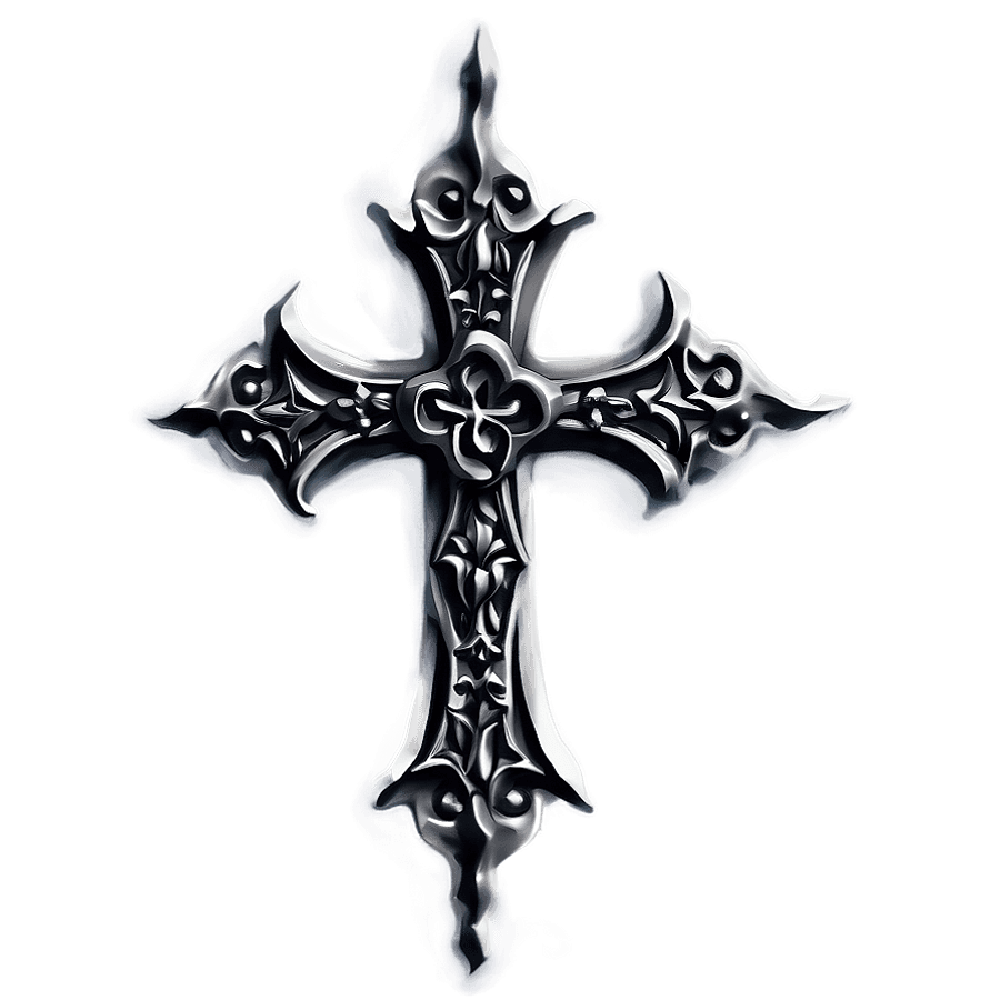 Gothic Cross with Bats PNG mka