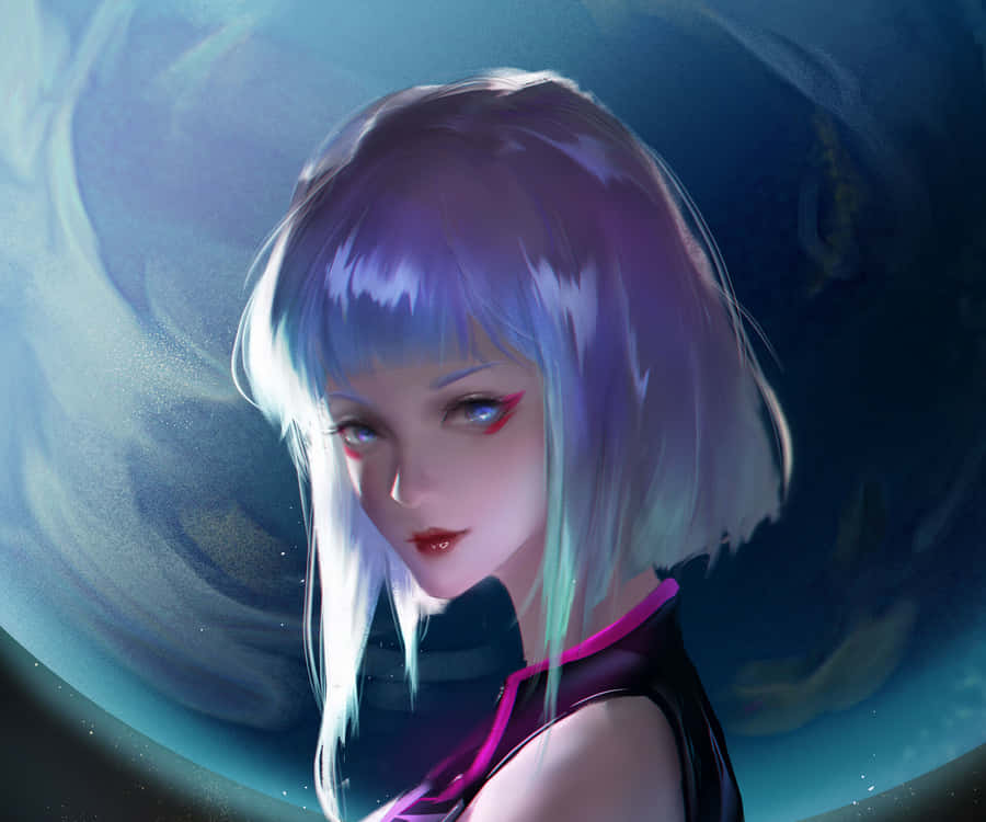 Cyberpunk Anime-Mädchen Porträt