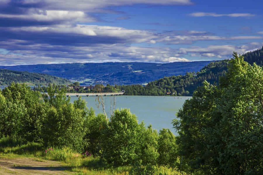 Vista Cênica do Lago Lillehammer Mjosa