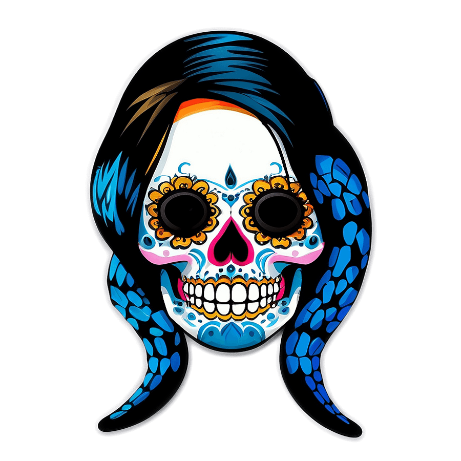Sugar Skull with Snake PNG dpu67