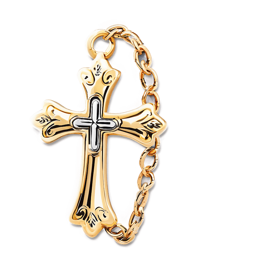 Gold Cross Baptism Gift PNG yjy68