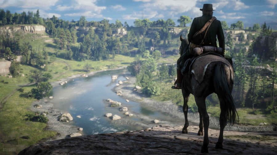 Cowboy Observando a Vista em Red Dead Redemption 2