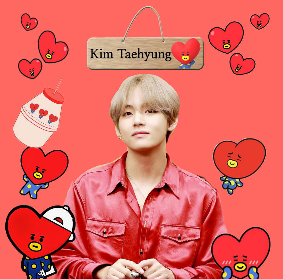 Download Kim Taehyung And Bt21 Tata Wallpaper | Wallpapers.com