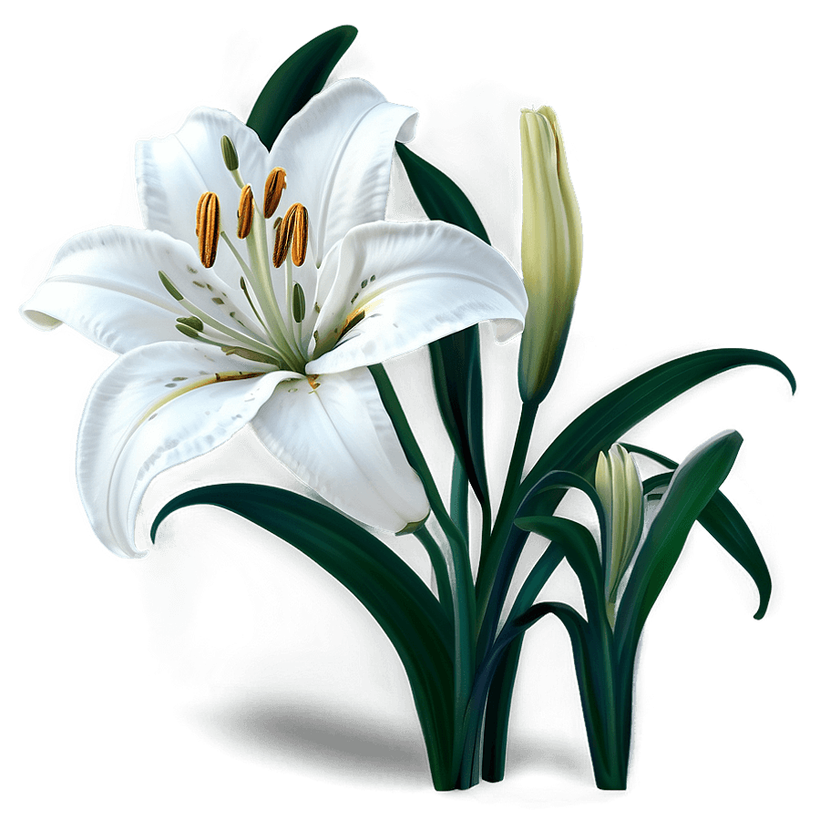 White Lily Pattern PNG 81