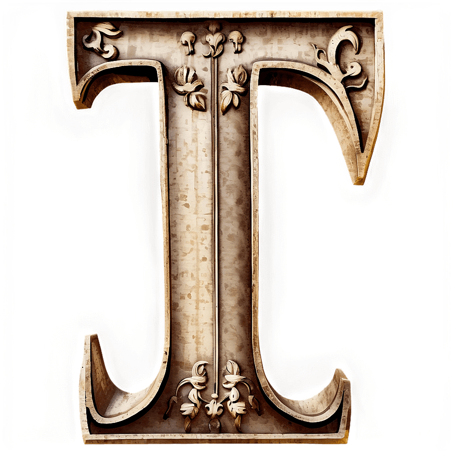 Vintage Letter T Decor PNG ekp