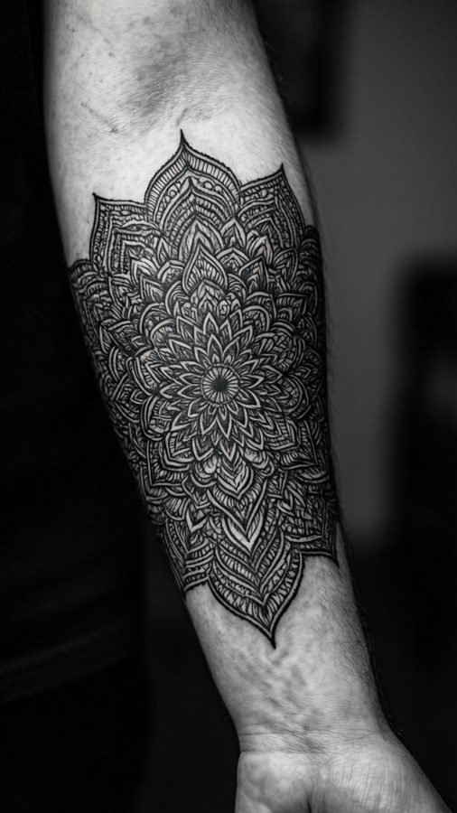 Komplexe Mandala Blackwork Hintergrundbilder