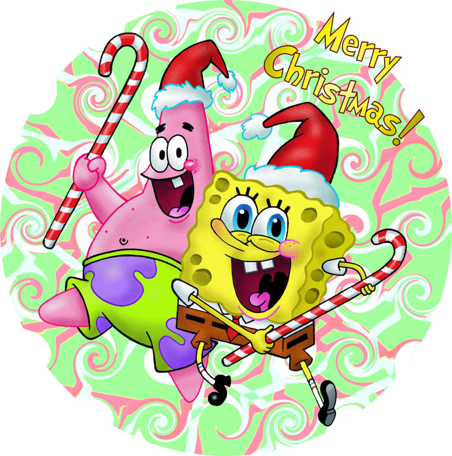Celebração de Natal do Sponge Bob e Patrick