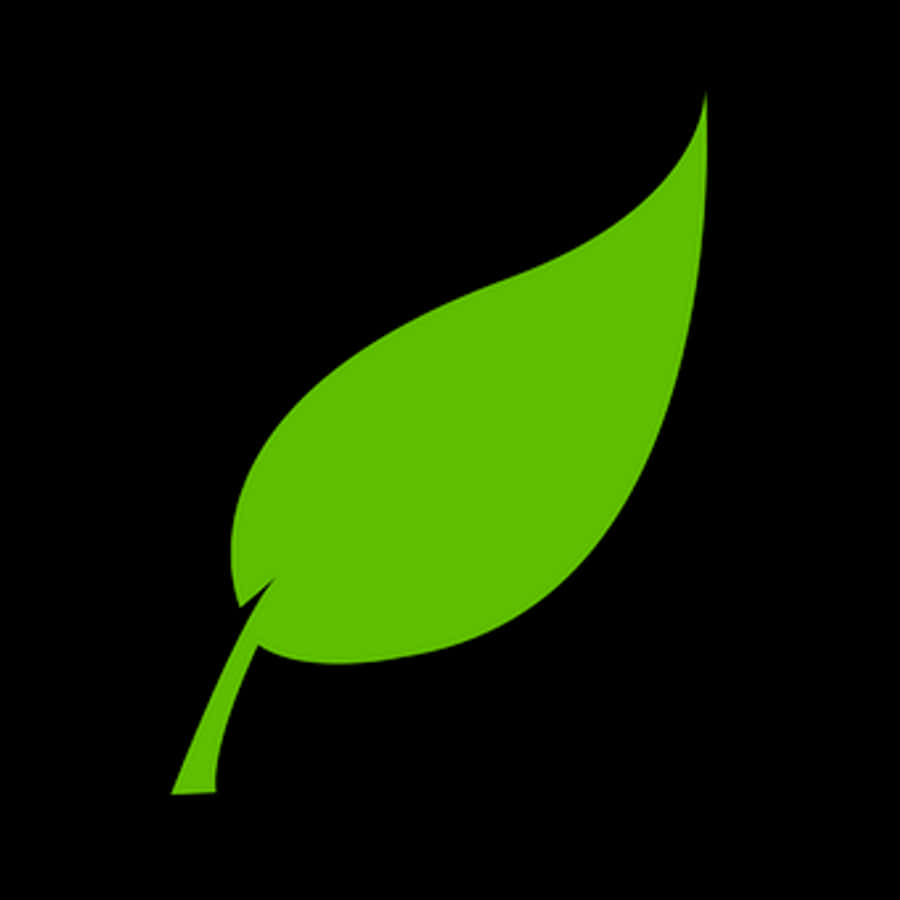 Green Leaf Iconon Black Background