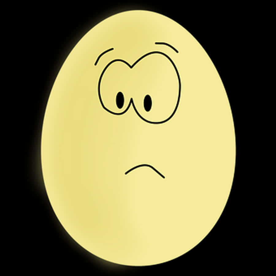 Worried Cartoon Egg Black Background