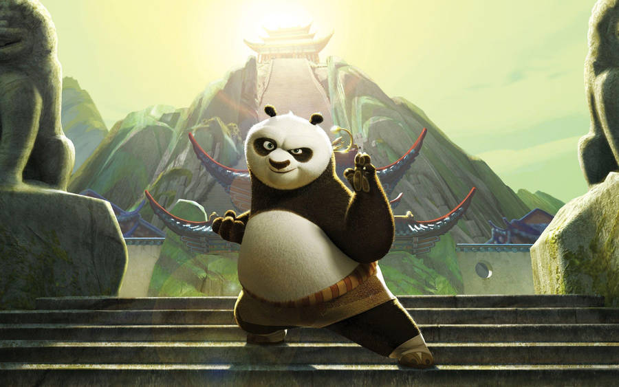 Download Kung Fu Panda Strikes Pose By Temple Wallpaper