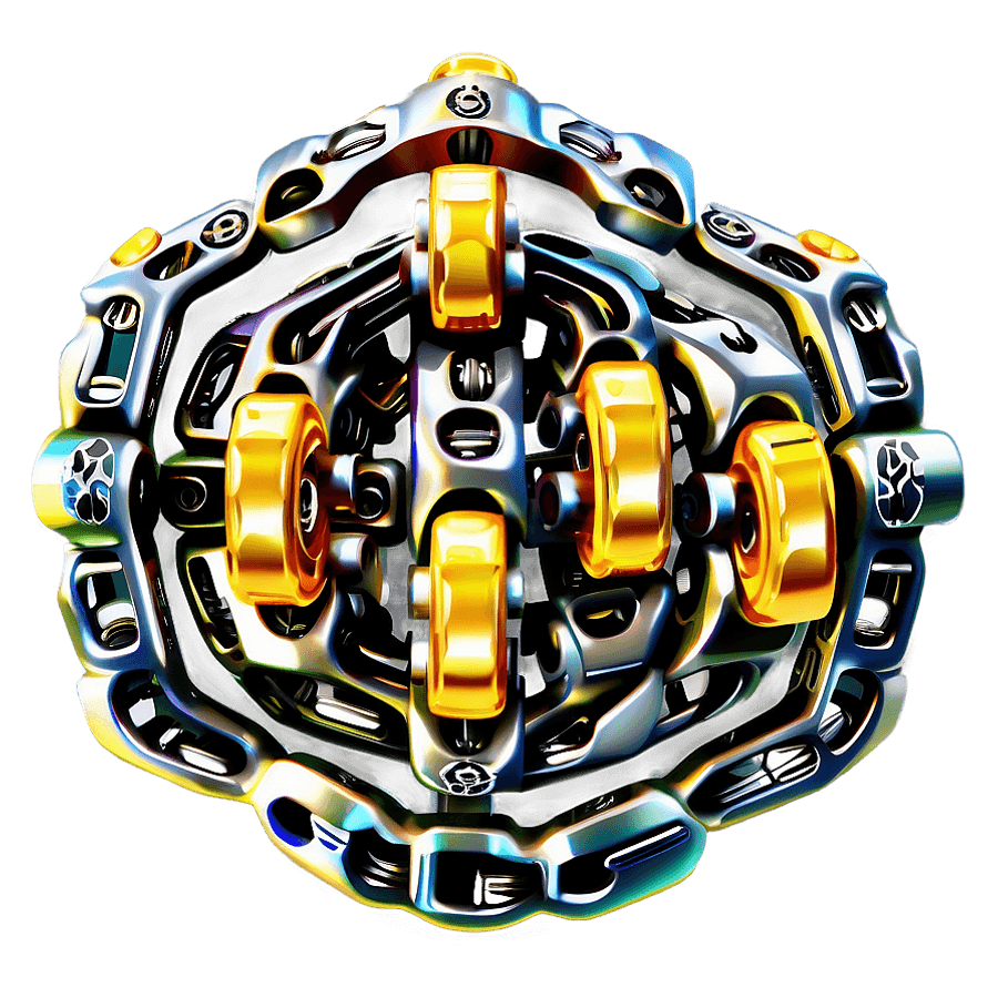 Stylized Bike Chain Illustration PNG wid