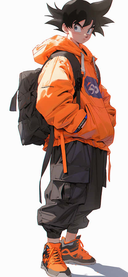 Adolescente de Anime con Chaqueta Naranja Estilosa