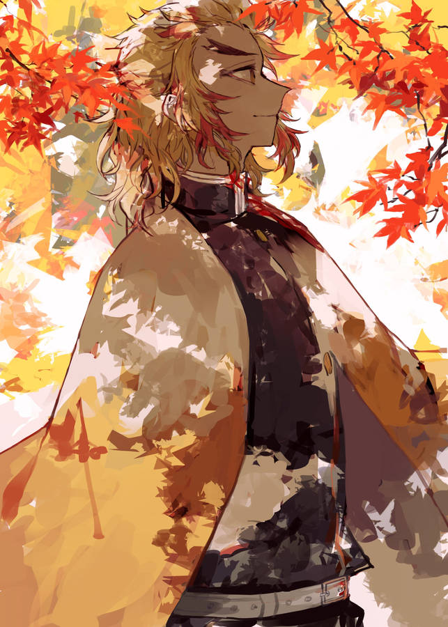 Download Kyojuro Rengoku In Fall Season Wallpaper Wallpapers Com